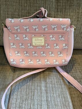 Disney Loungefly Pink Marie Pattern Crossbody Bag 7 x 10